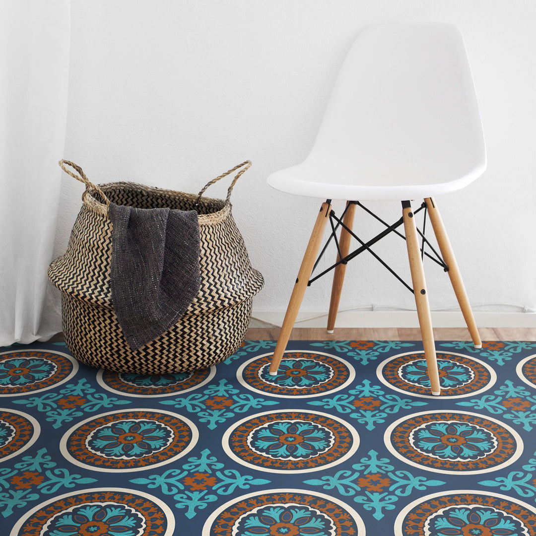 Vintage Vinyl Floorcloth Rug (Pattern 43 Samadi)