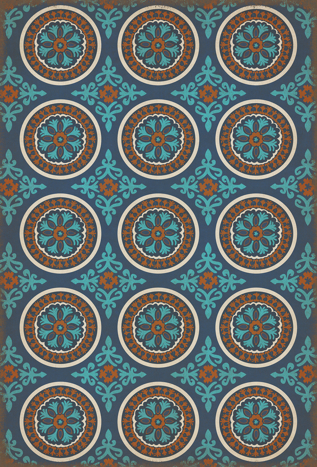 Vintage Vinyl Floorcloth Rug (Pattern 43 Samadi)
