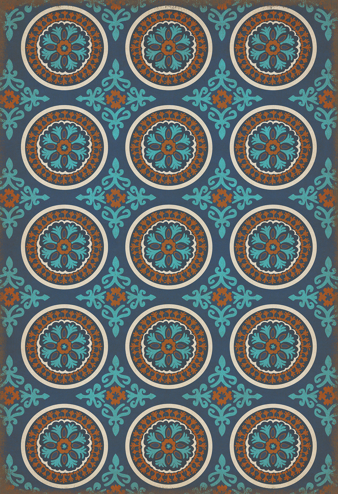 Vintage Vinyl Floorcloth Rug (Pattern 43 Samadi)