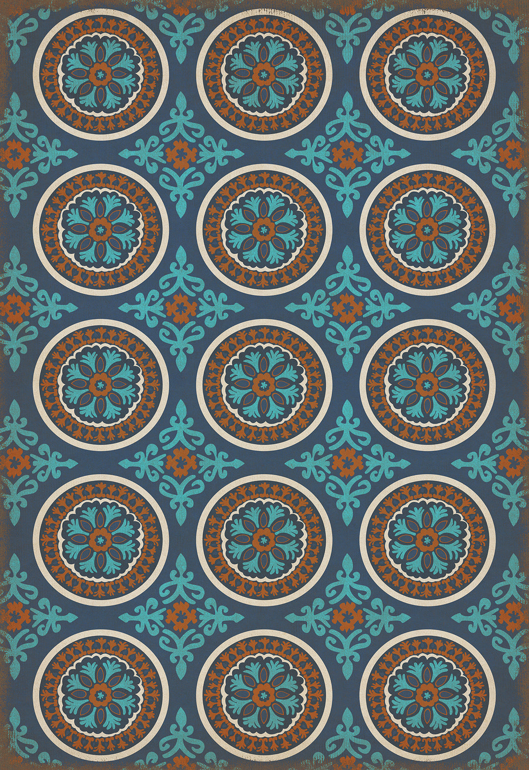 Vintage Vinyl Floorcloth Rug (Pattern 43 Samadi)