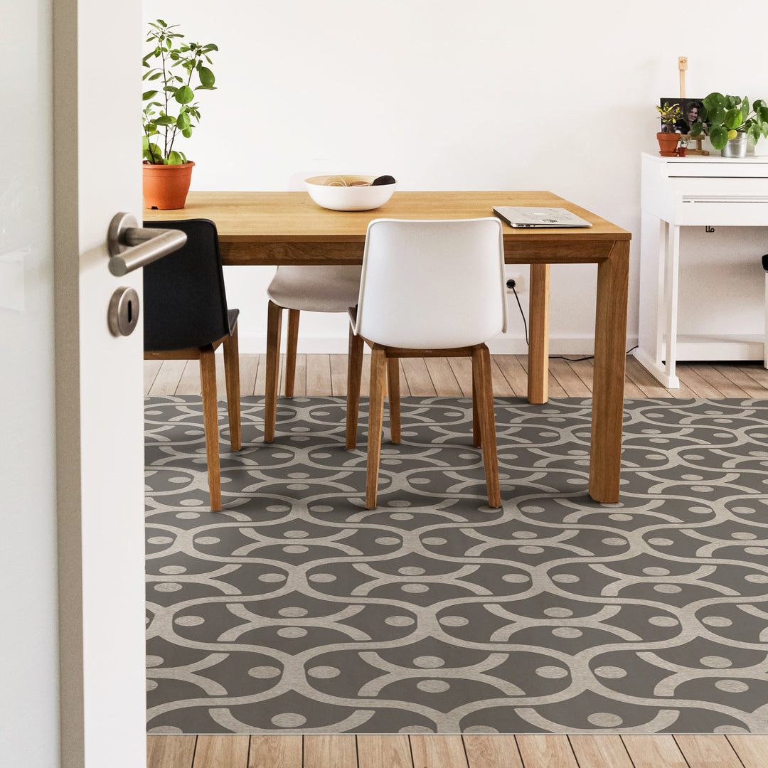 Vintage Vinyl Floorcloth Rug (Pattern 47 Grey Matter)