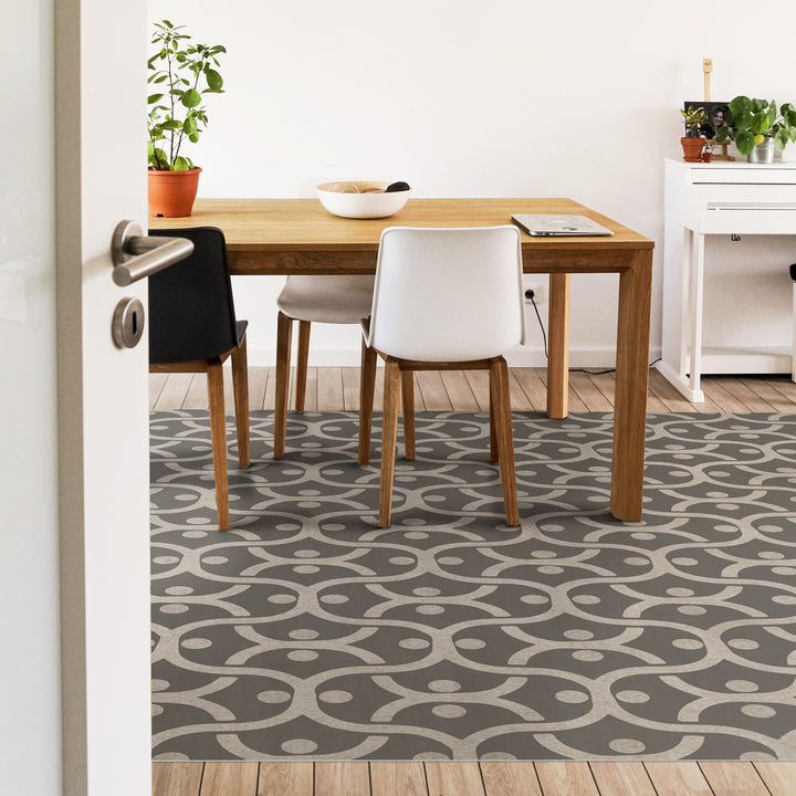 Vintage Vinyl Floorcloth Rug (Pattern 47 Grey Matter)
