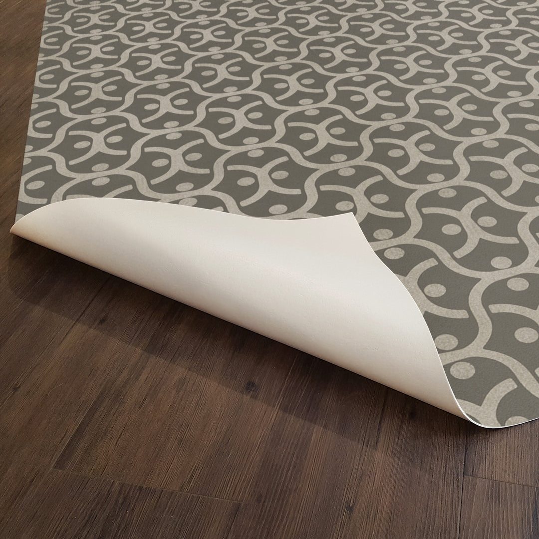 Vintage Vinyl Floorcloth Rug (Pattern 47 Grey Matter)