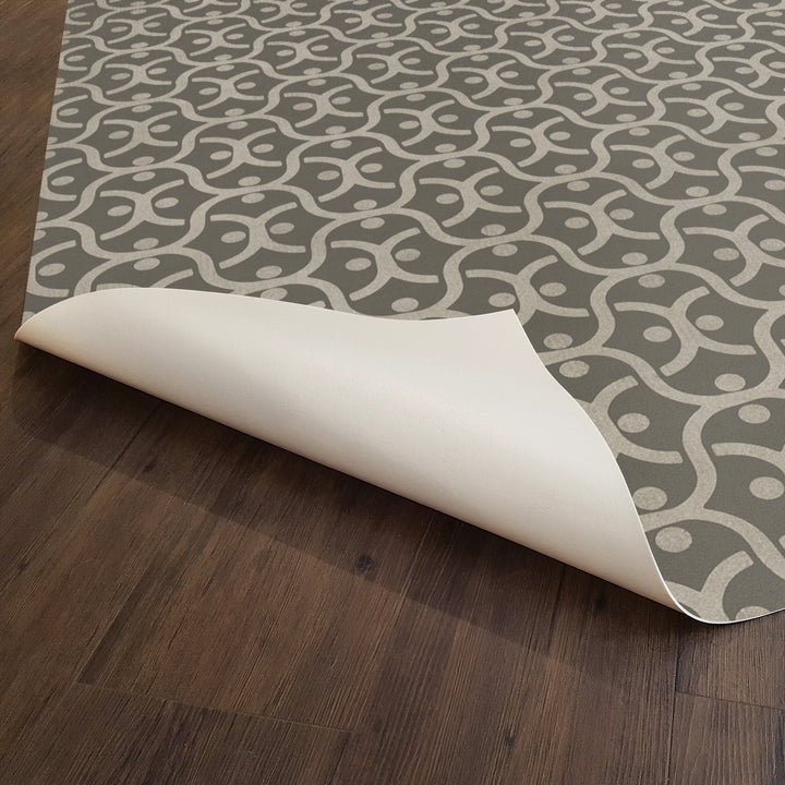 Vintage Vinyl Floorcloth Rug (Pattern 47 Grey Matter)