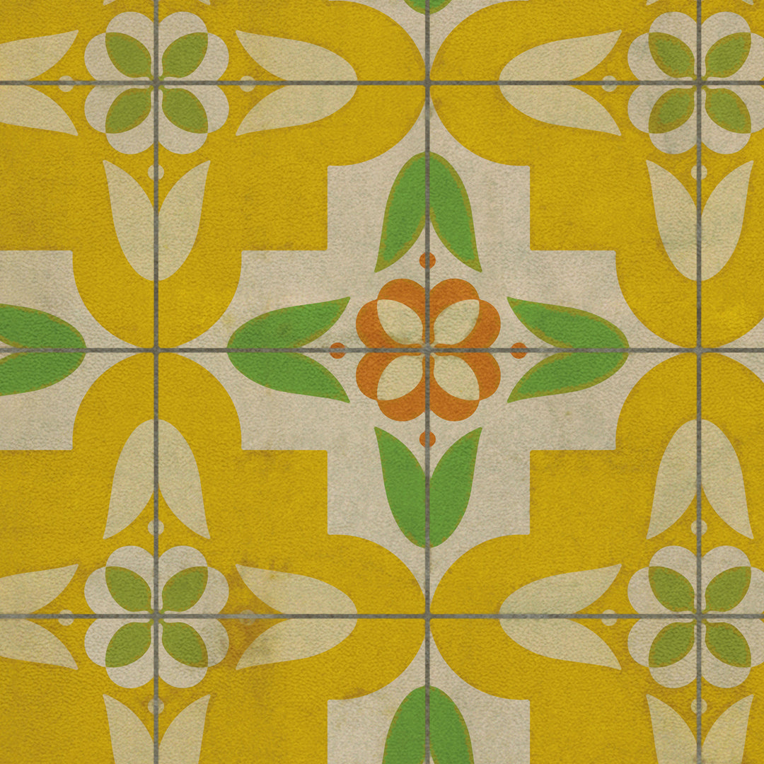 Vintage Vinyl Floorcloth Rug (Pattern 33 Bright And Early)