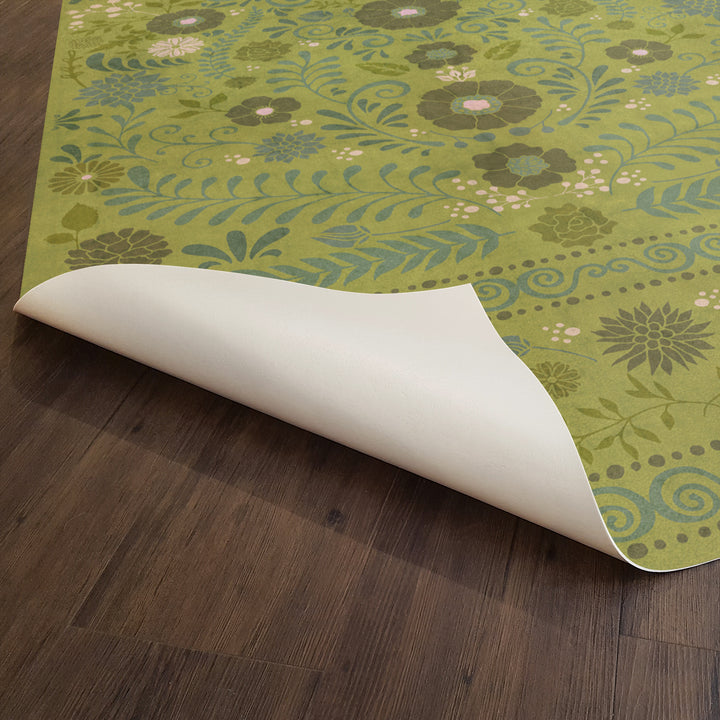 Vintage Vinyl Floorcloth Rug (Pattern 36 Going Green)