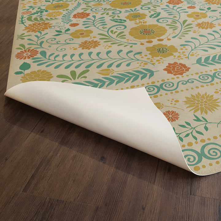 Vintage Vinyl Floorcloth Rug (Pattern 36 Small Mercies)
