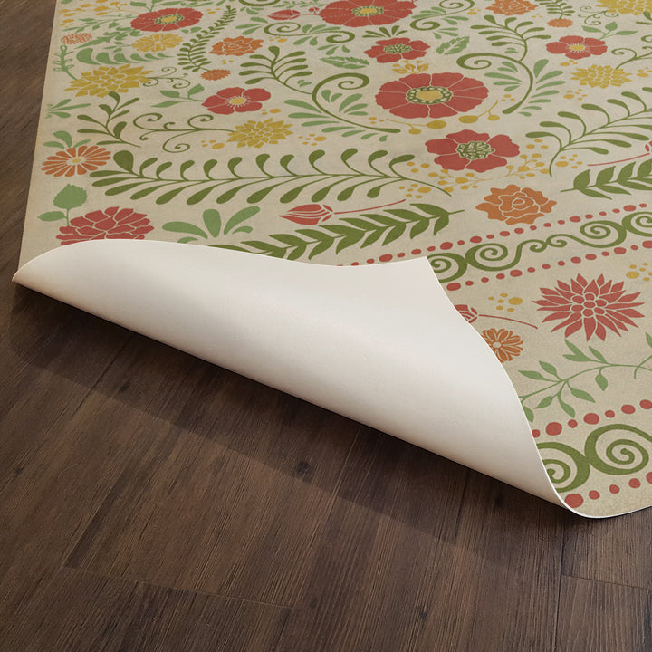 Vintage Vinyl Floorcloth Rug (Pattern 36 Where to be Happiest)