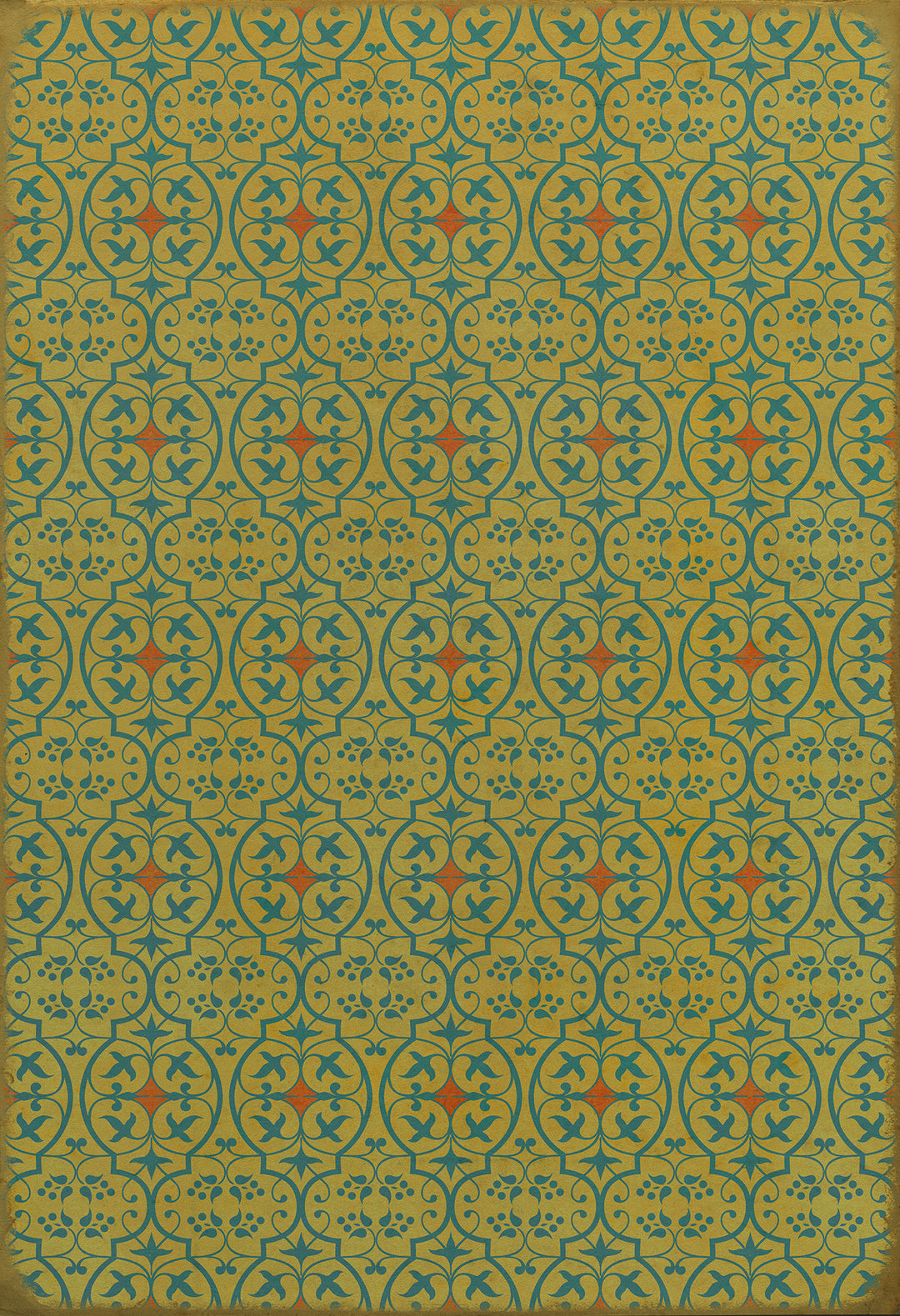 Vintage Vinyl Floorcloth Rug (Pattern 51 a Little Madness in the Spring)