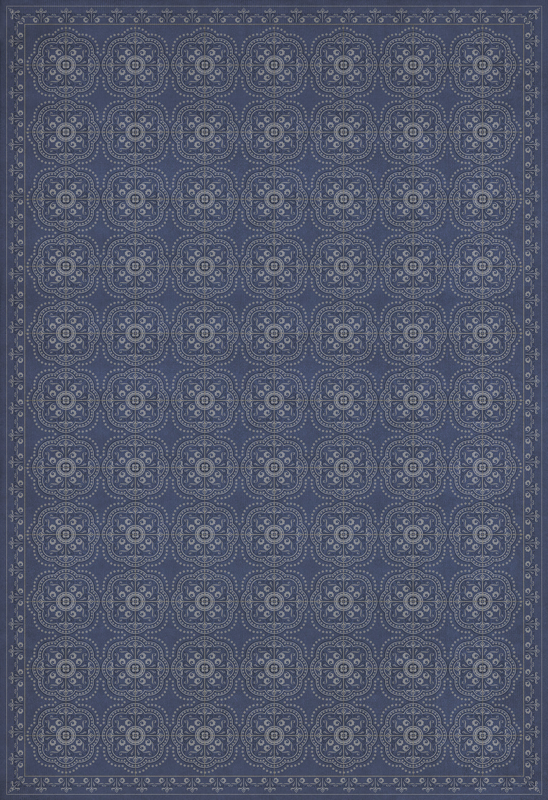 Vintage Vinyl Floorcloth Rug (Pattern 28 Indigo Bandana)