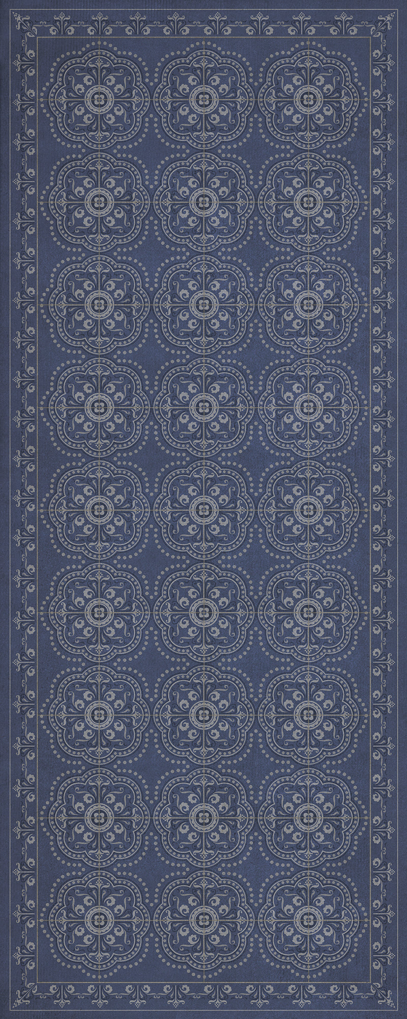 Vintage Vinyl Floorcloth Rug (Pattern 28 Indigo Bandana)