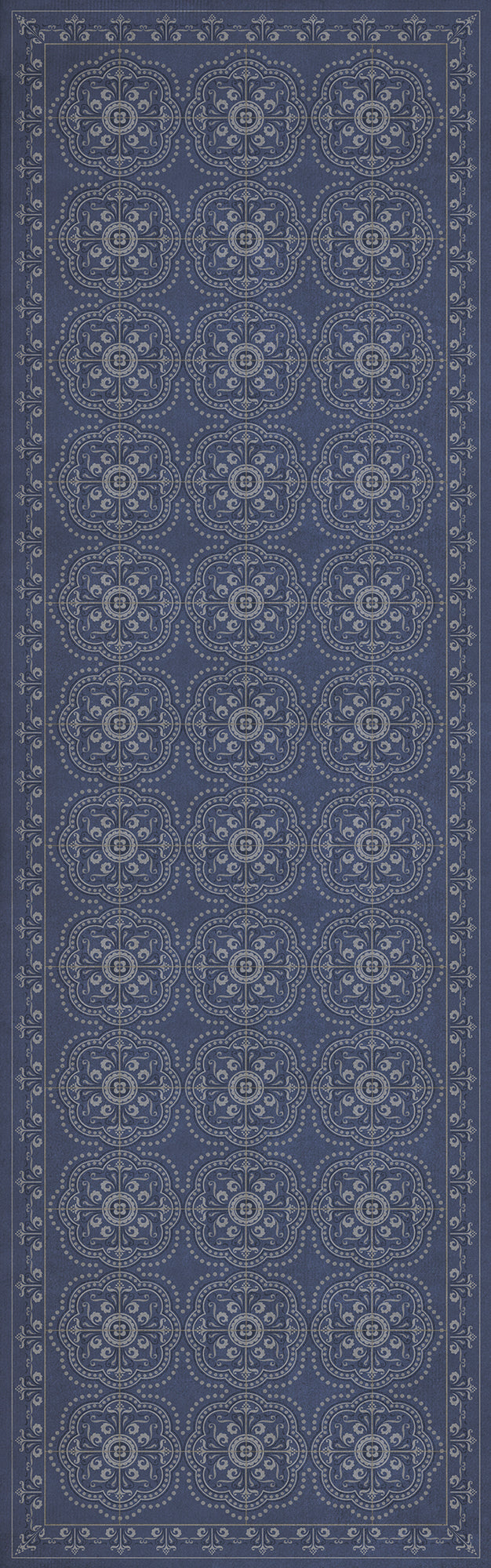 Vintage Vinyl Floorcloth Rug (Pattern 28 Indigo Bandana)