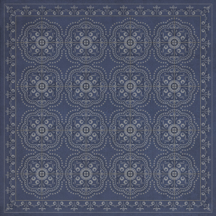 Vintage Vinyl Floorcloth Rug (Pattern 28 Indigo Bandana)