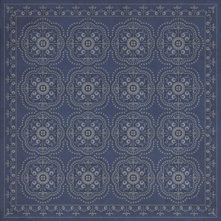 Vintage Vinyl Floorcloth Rug (Pattern 28 Indigo Bandana)