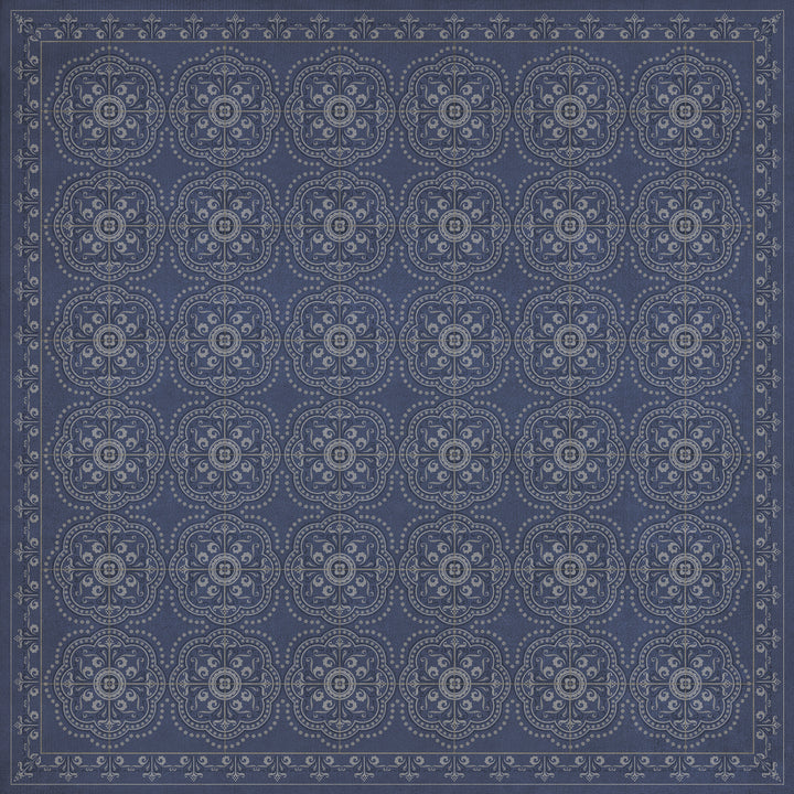 Vintage Vinyl Floorcloth Rug (Pattern 28 Indigo Bandana)