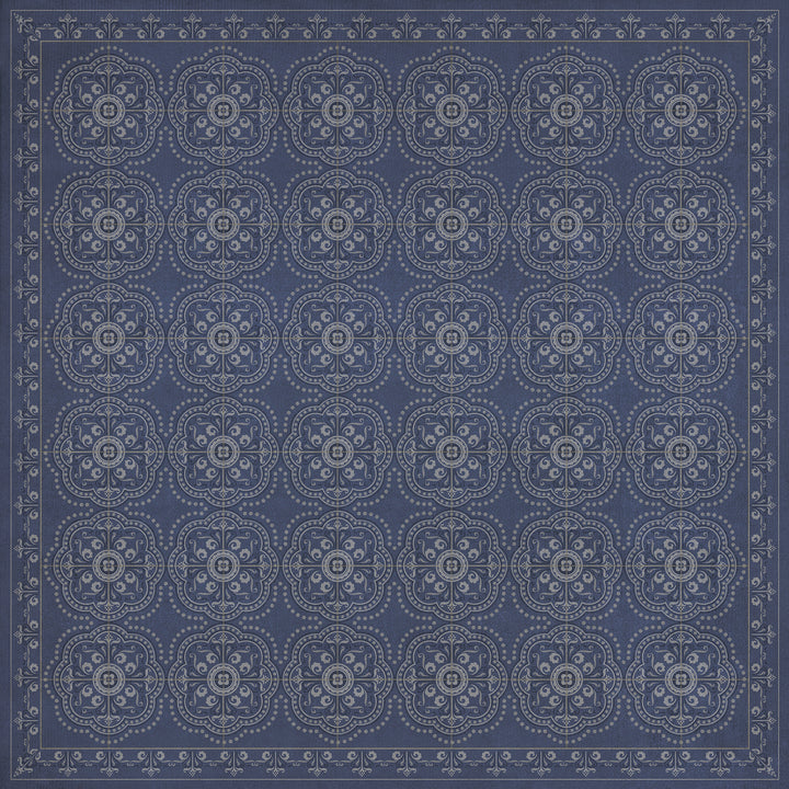 Vintage Vinyl Floorcloth Rug (Pattern 28 Indigo Bandana)