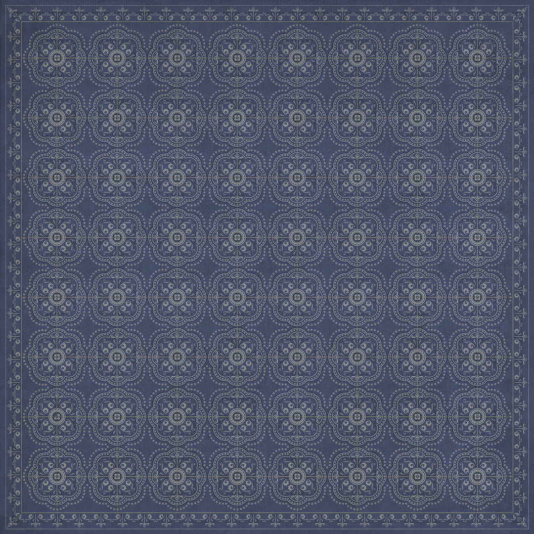 Vintage Vinyl Floorcloth Rug (Pattern 28 Indigo Bandana)