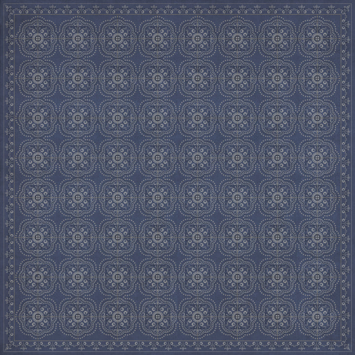 Vintage Vinyl Floorcloth Rug (Pattern 28 Indigo Bandana)
