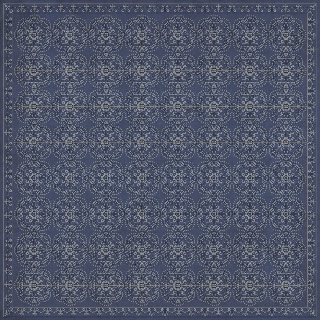 Vintage Vinyl Floorcloth Rug (Pattern 28 Indigo Bandana)