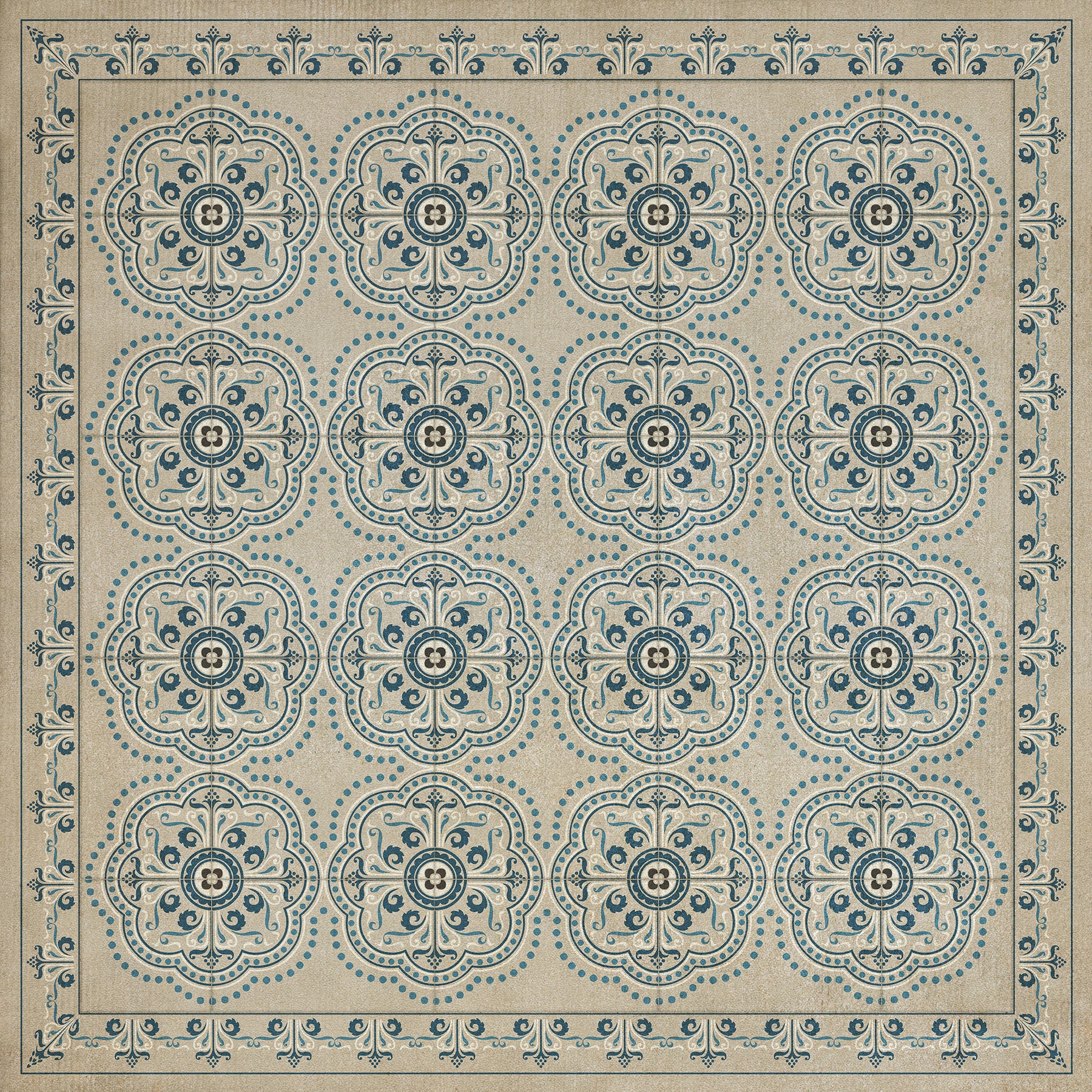 Vintage Vinyl Floorcloth Rug (Pattern 28 It is Delightful to Tell It ...