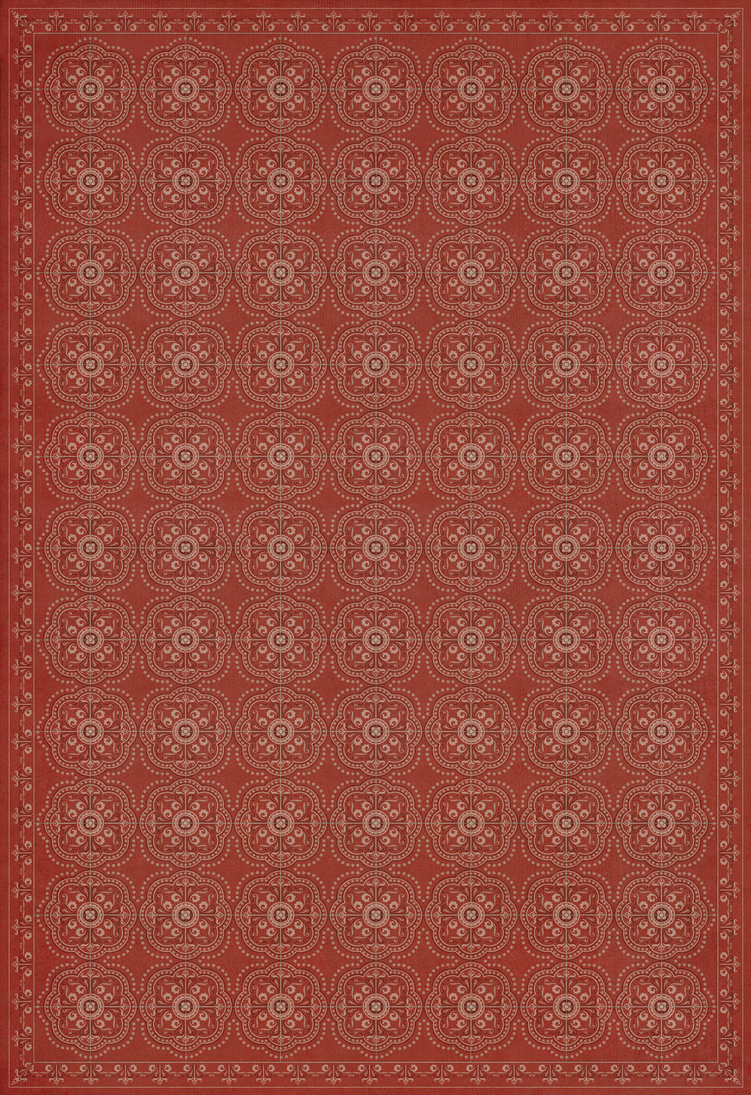 Vintage Vinyl Floorcloth Rug (Pattern 28 Red Bandana)