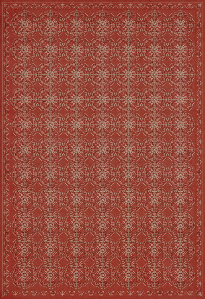 Vintage Vinyl Floorcloth Rug (Pattern 28 Red Bandana)