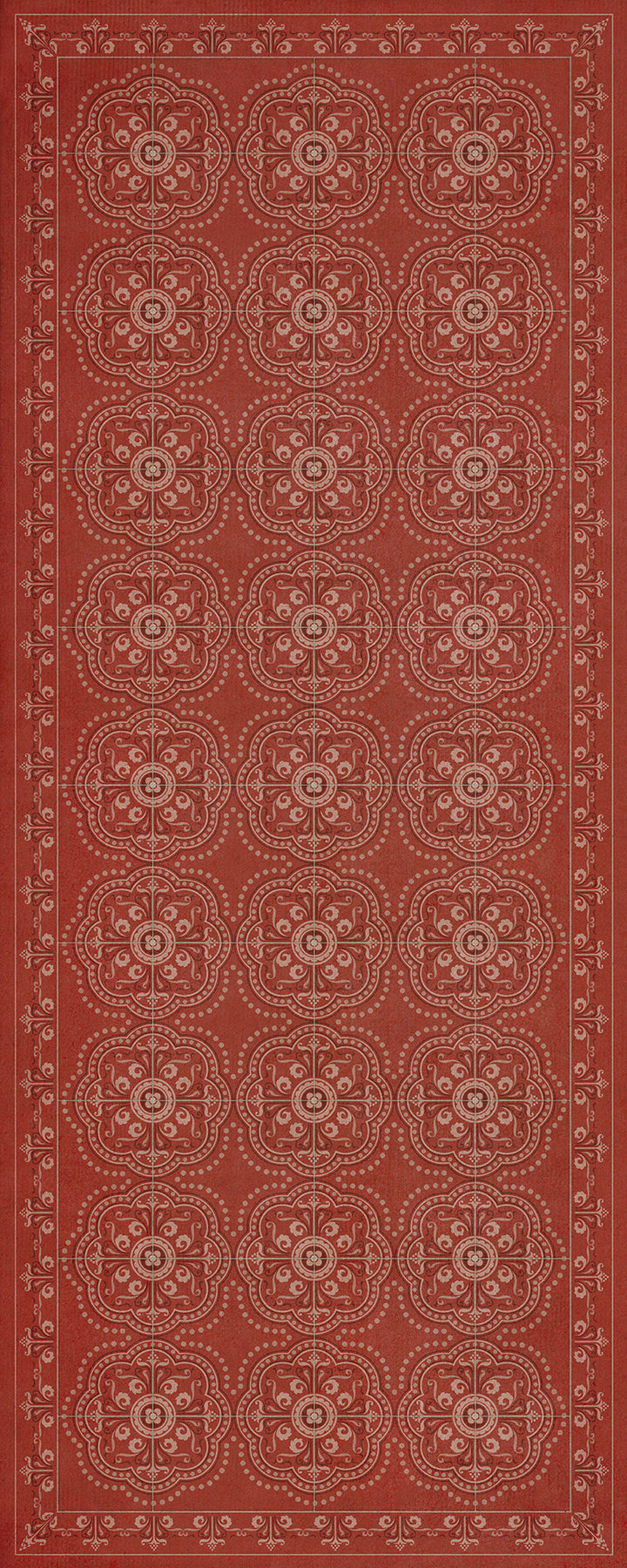 Vintage Vinyl Floorcloth Rug (Pattern 28 Red Bandana)
