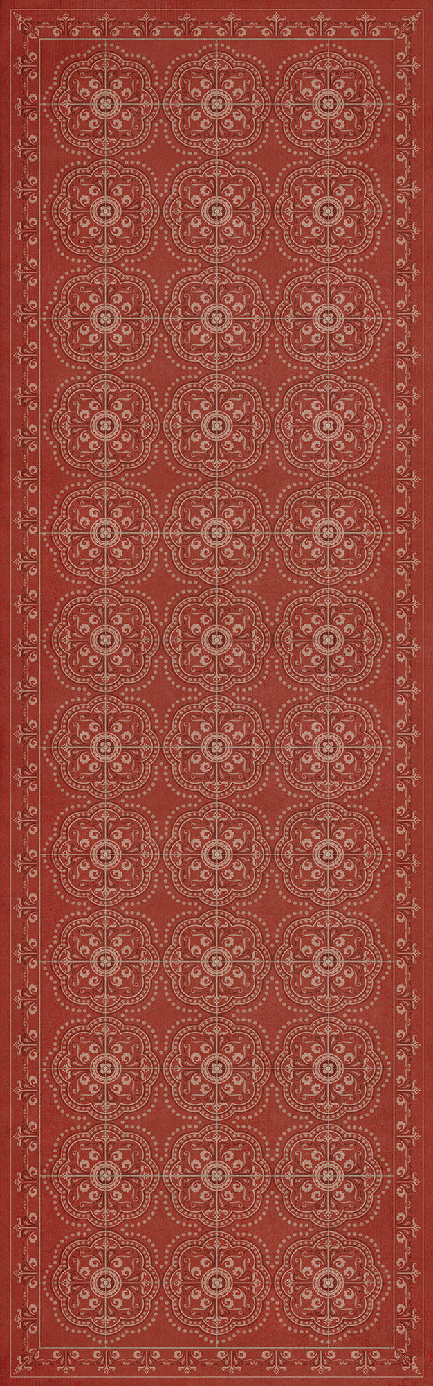 Vintage Vinyl Floorcloth Rug (Pattern 28 Red Bandana)