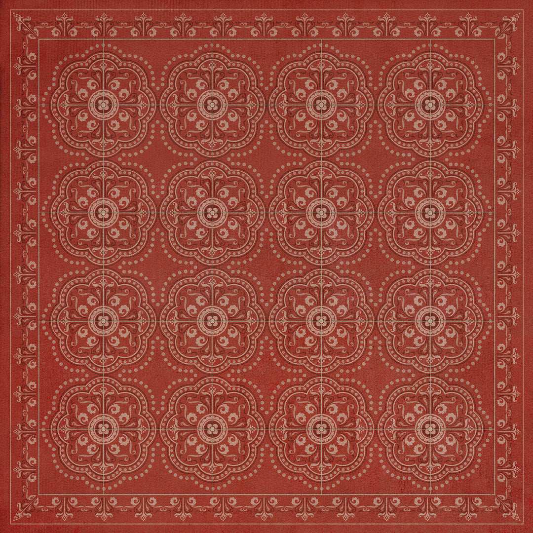 Vintage Vinyl Floorcloth Rug (Pattern 28 Red Bandana)