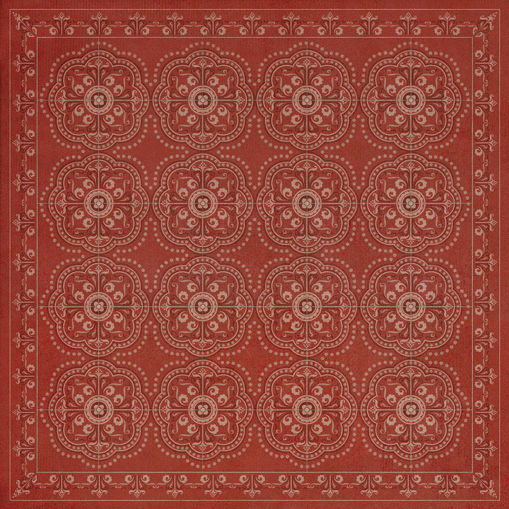 Vintage Vinyl Floorcloth Rug (Pattern 28 Red Bandana)