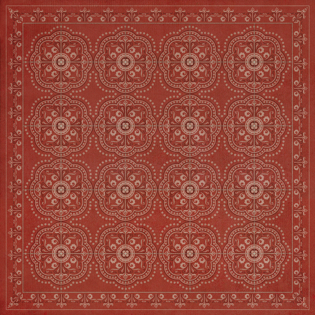 Vintage Vinyl Floorcloth Rug (Pattern 28 Red Bandana)