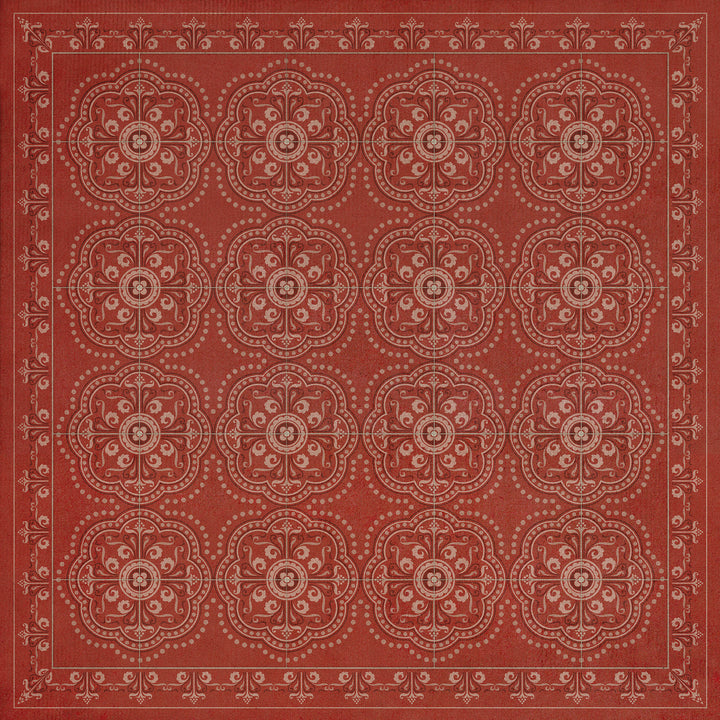 Vintage Vinyl Floorcloth Rug (Pattern 28 Red Bandana)