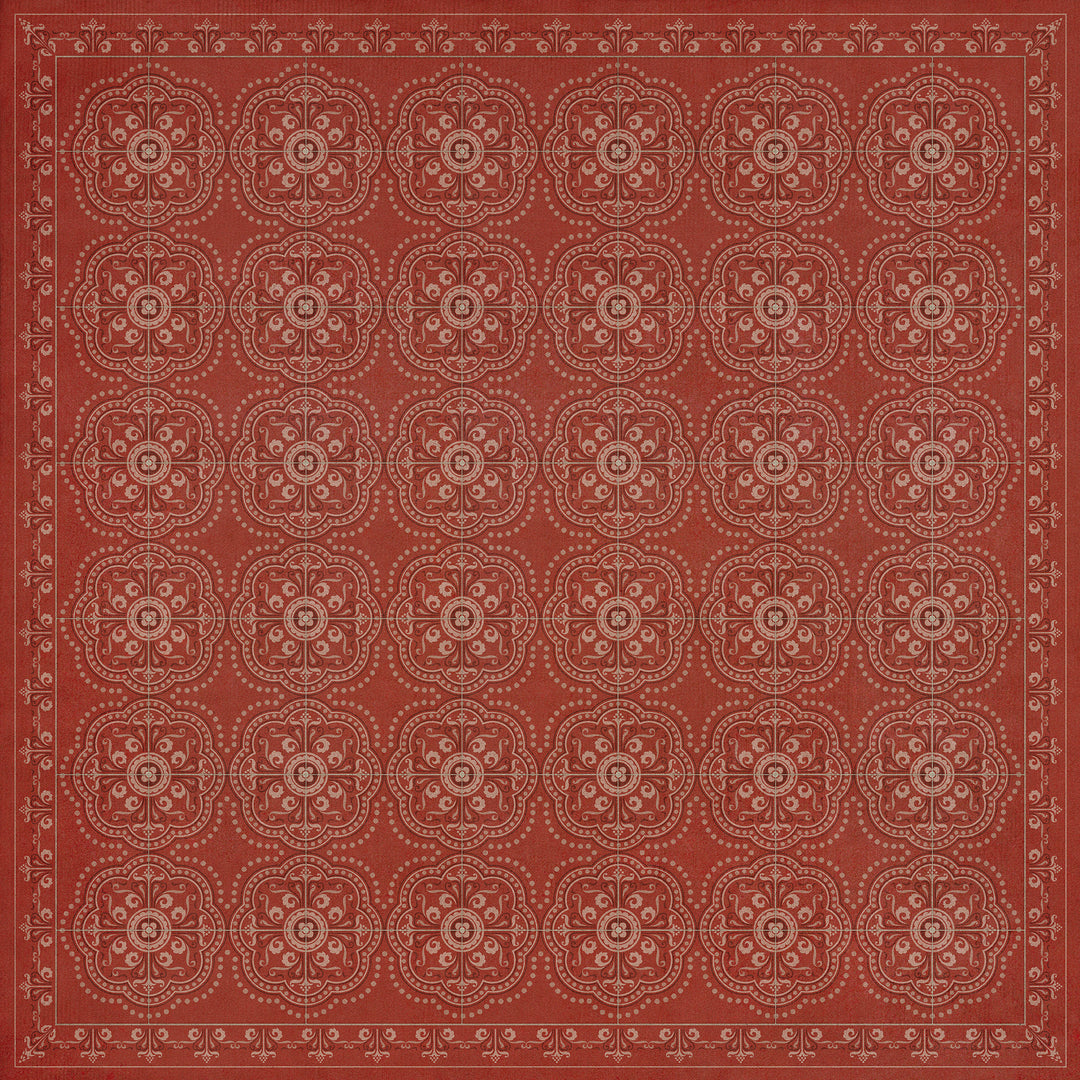 Vintage Vinyl Floorcloth Rug (Pattern 28 Red Bandana)