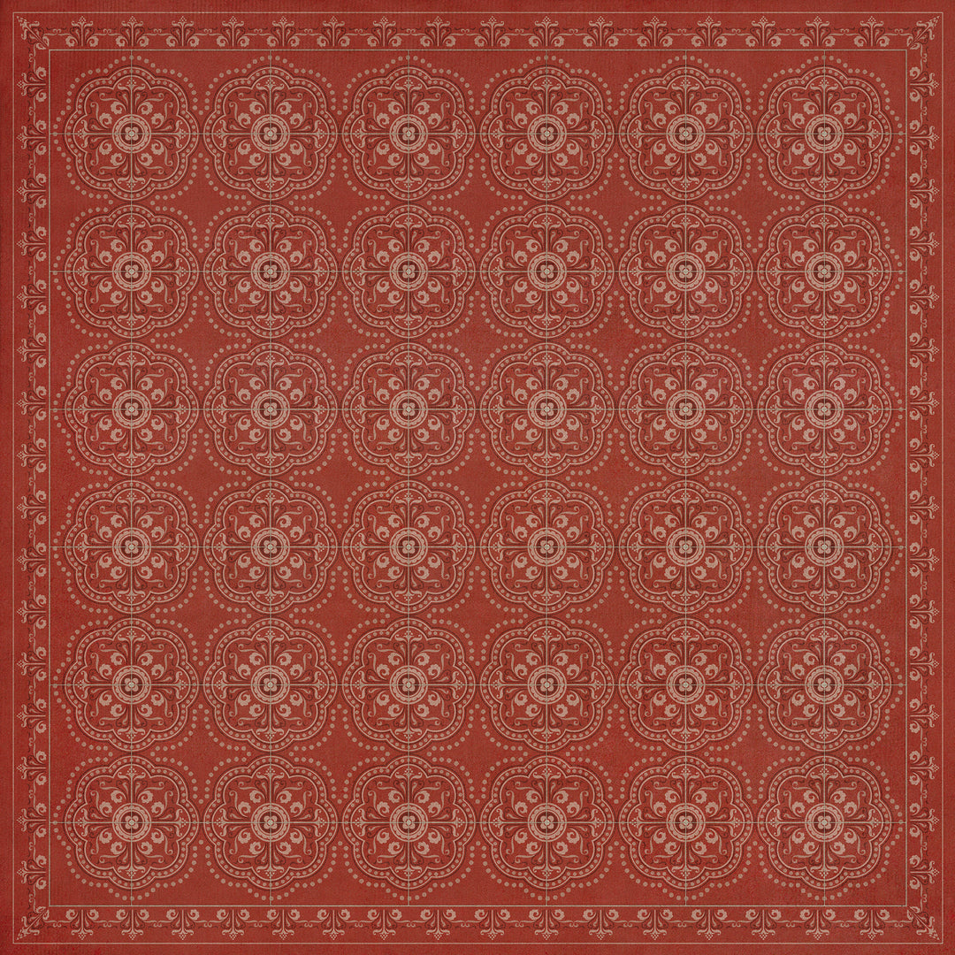 Vintage Vinyl Floorcloth Rug (Pattern 28 Red Bandana)