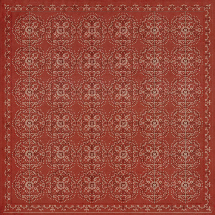 Vintage Vinyl Floorcloth Rug (Pattern 28 Red Bandana)