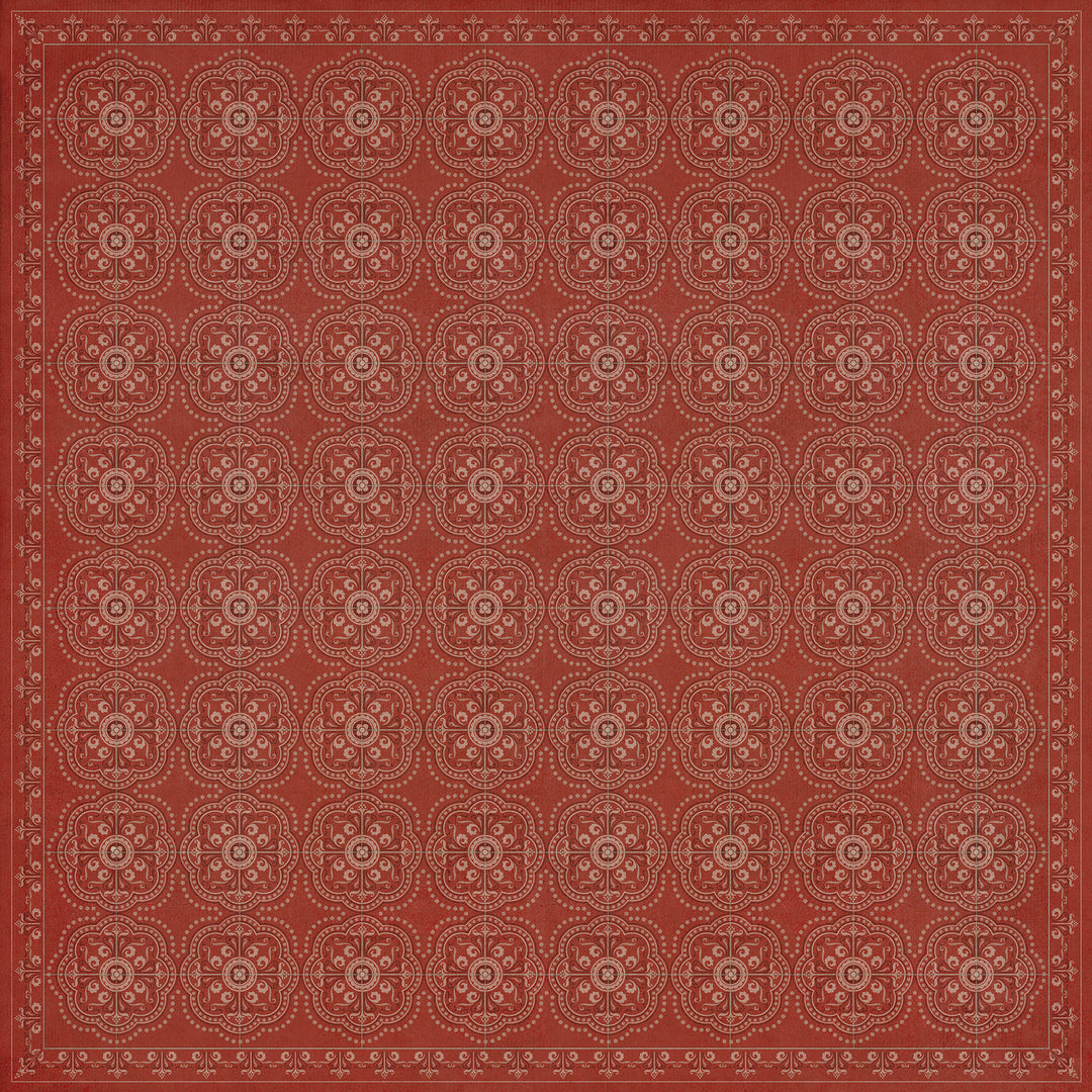Vintage Vinyl Floorcloth Rug (Pattern 28 Red Bandana)