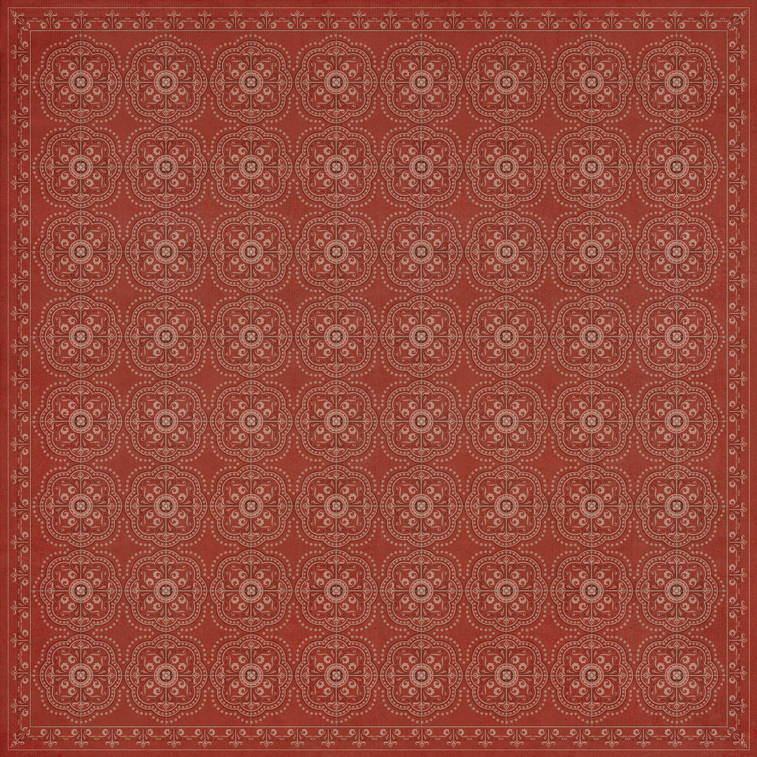 Vintage Vinyl Floorcloth Rug (Pattern 28 Red Bandana)
