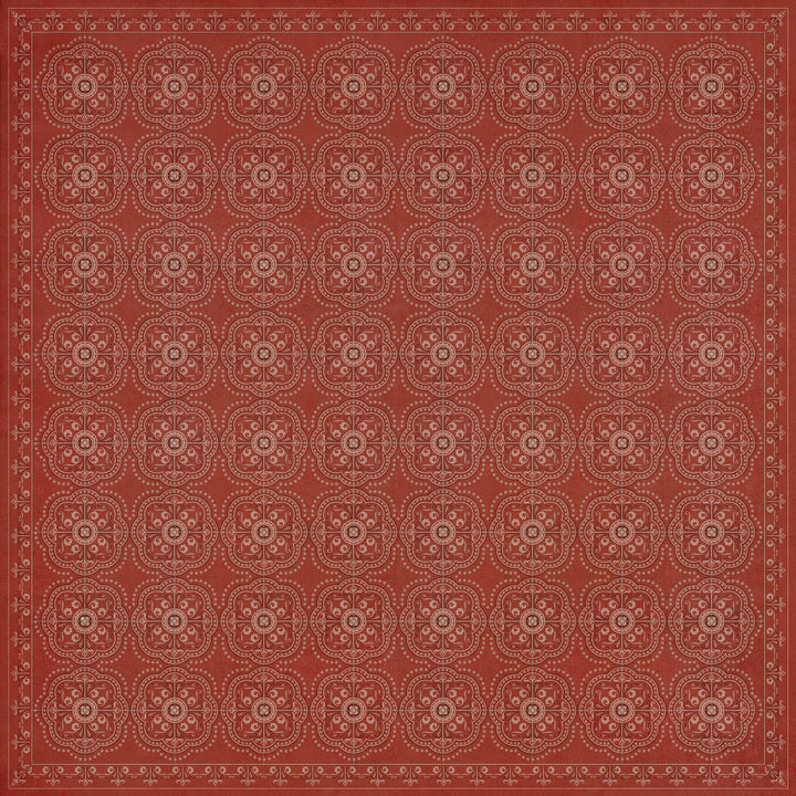 Vintage Vinyl Floorcloth Rug (Pattern 28 Red Bandana)