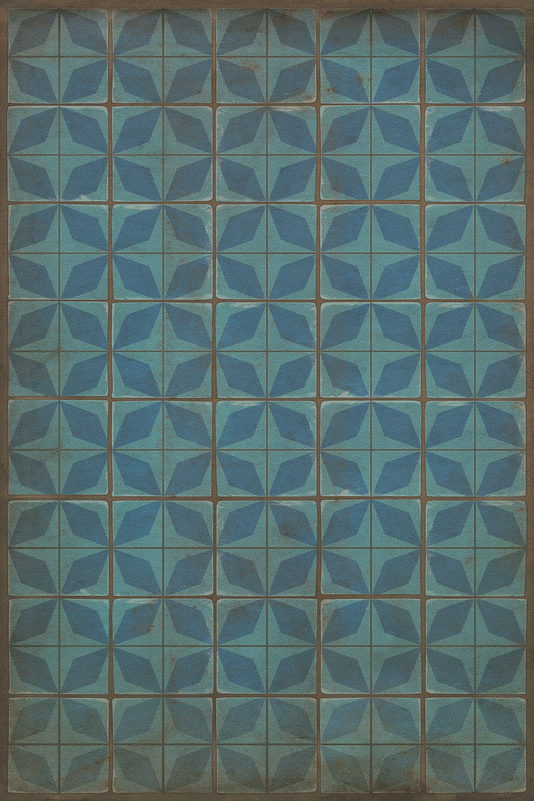 Vintage Vinyl Floorcloth Rug (Pattern 54 Blue Moon)