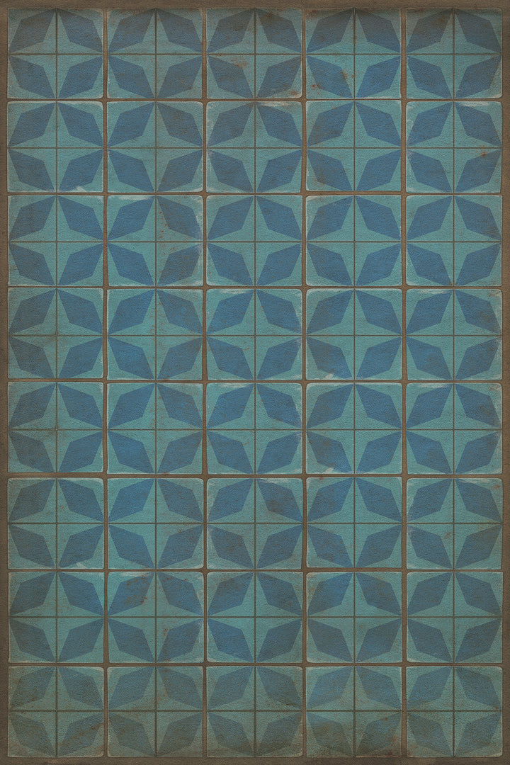 Vintage Vinyl Floorcloth Rug (Pattern 54 Blue Moon)