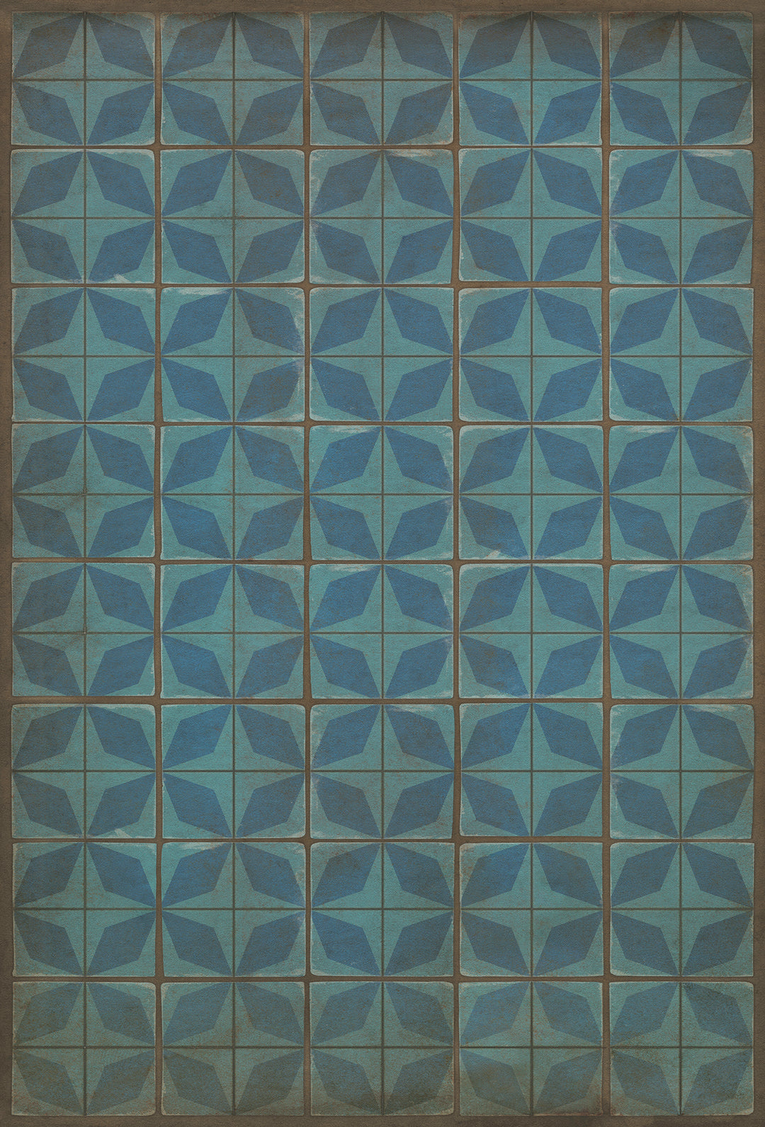 Vintage Vinyl Floorcloth Rug (Pattern 54 Blue Moon)