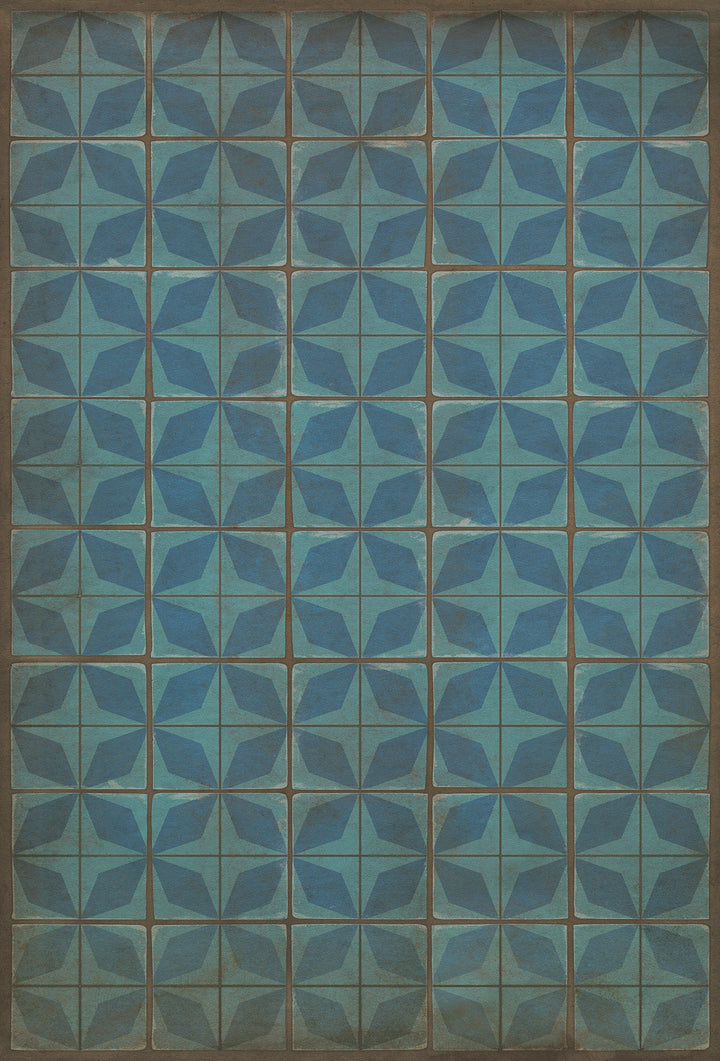 Vintage Vinyl Floorcloth Rug (Pattern 54 Blue Moon)