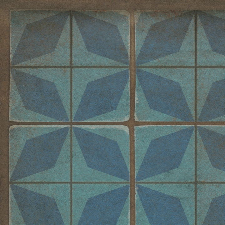 Vintage Vinyl Floorcloth Rug (Pattern 54 Blue Moon)