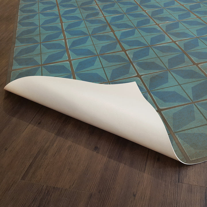 Vintage Vinyl Floorcloth Rug (Pattern 54 Blue Moon)