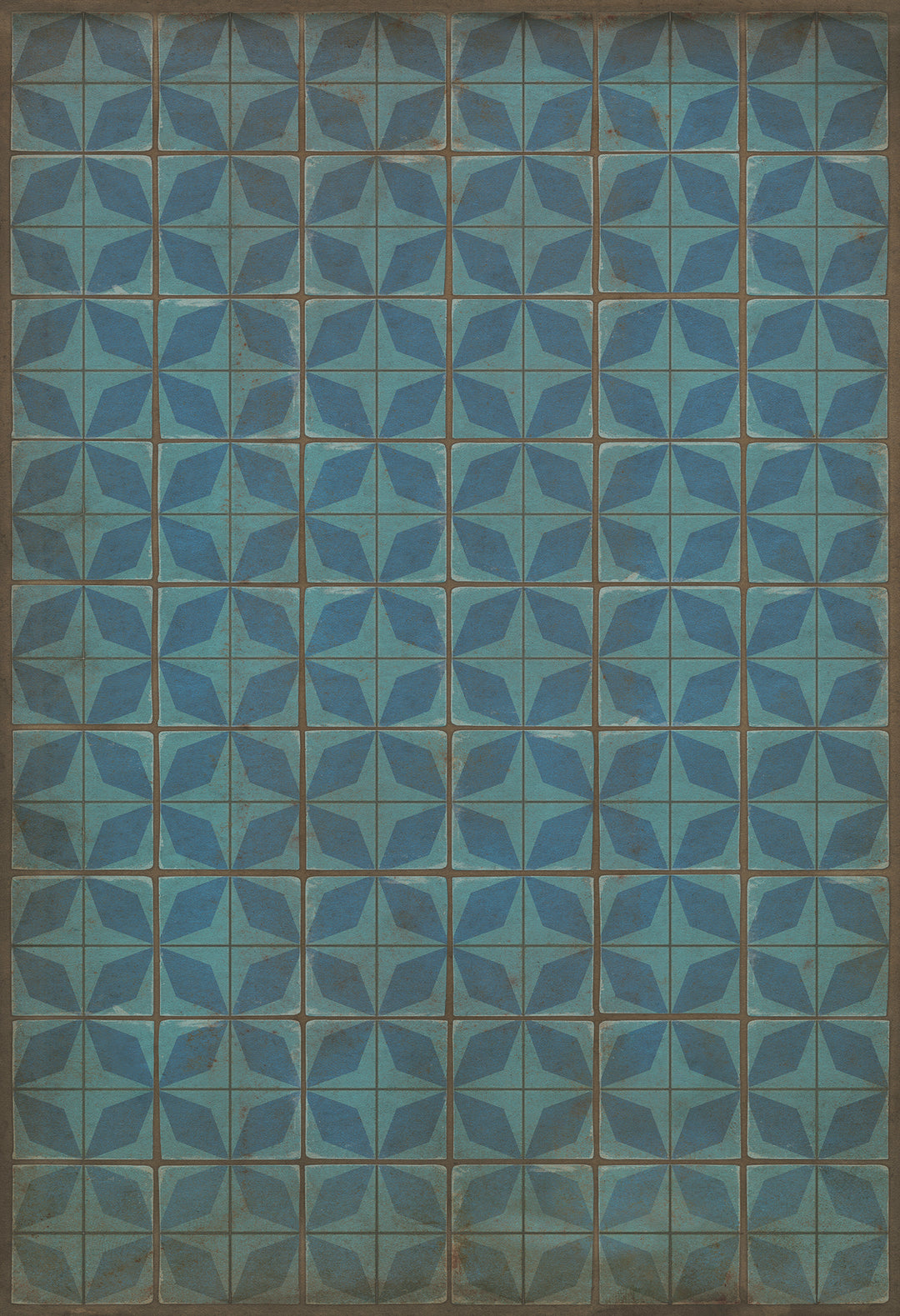 Vintage Vinyl Floorcloth Rug (Pattern 54 Blue Moon)