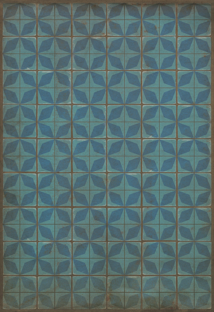 Vintage Vinyl Floorcloth Rug (Pattern 54 Blue Moon)