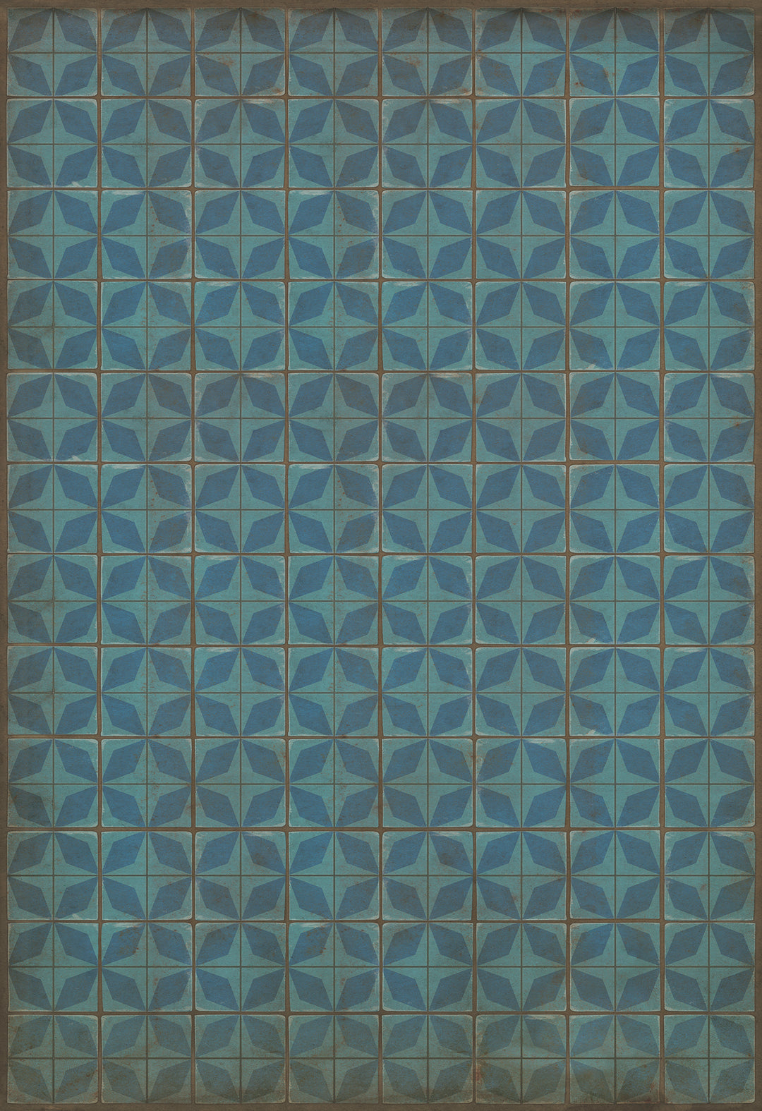 Vintage Vinyl Floorcloth Rug (Pattern 54 Blue Moon)