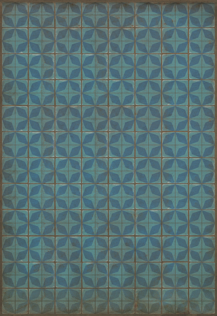 Vintage Vinyl Floorcloth Rug (Pattern 54 Blue Moon)