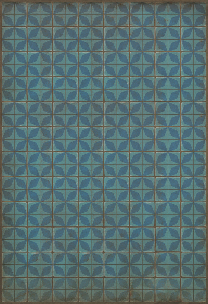 Vintage Vinyl Floorcloth Rug (Pattern 54 Blue Moon)