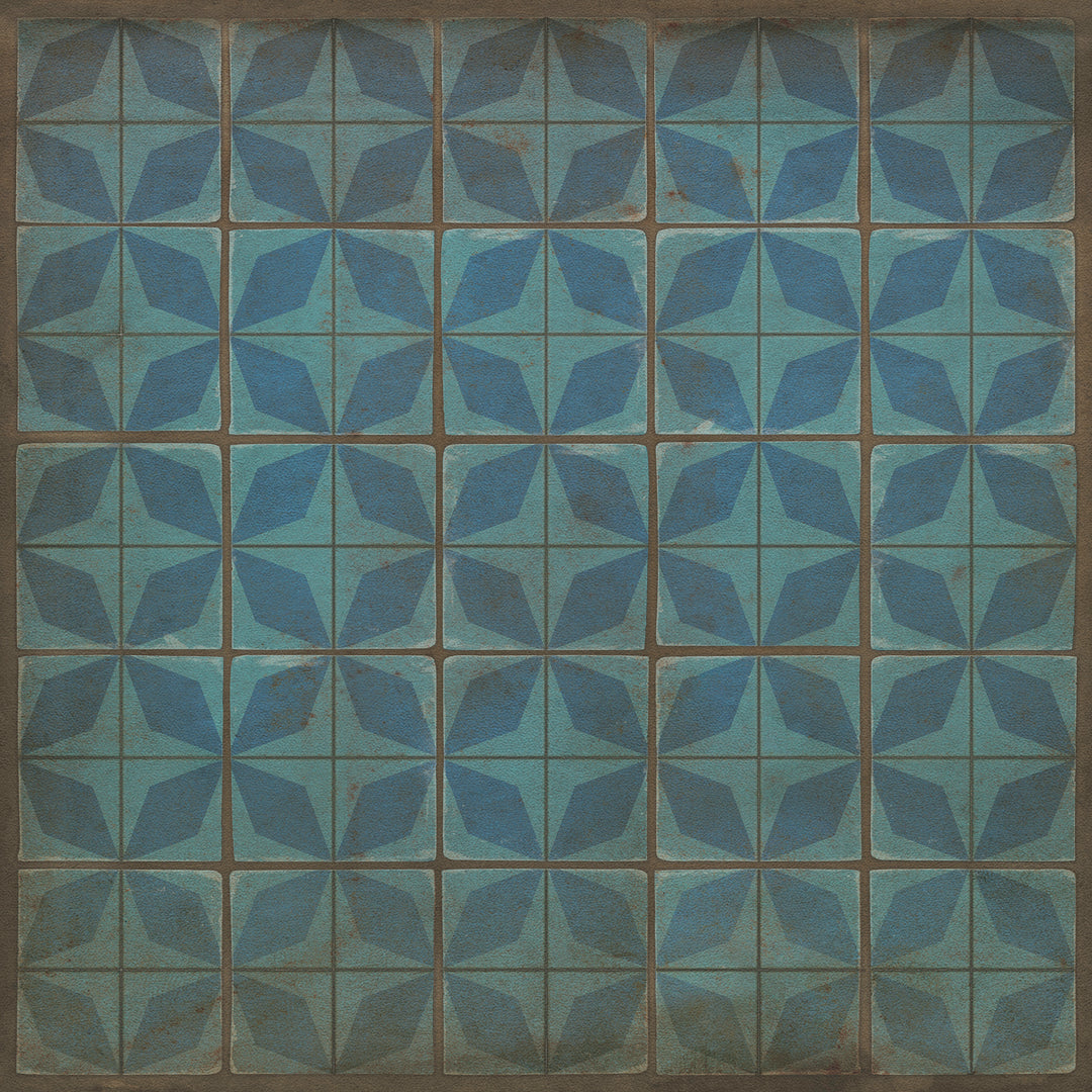 Vintage Vinyl Floorcloth Rug (Pattern 54 Blue Moon)
